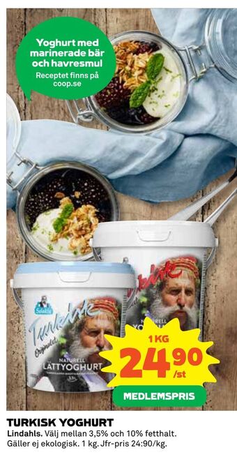 Coop Turkisk yoghurt erbjuda