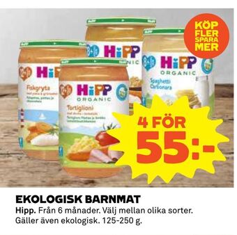 Coop Ekologisk barnmat erbjuda