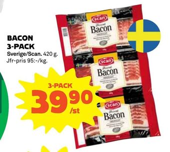 Coop Bacon 3-pack erbjuda