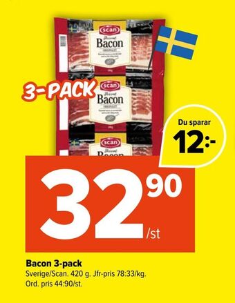 Coop Extra Bacon 3-pack erbjuda