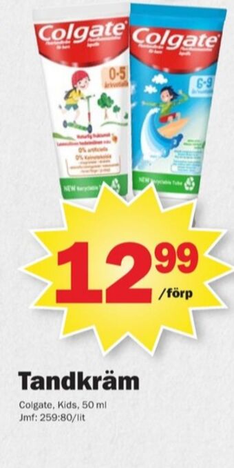 Pekås Colgate tandkräm erbjuda