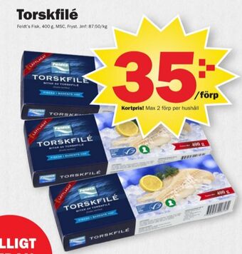 Pekås Feldts torskfilé erbjuda