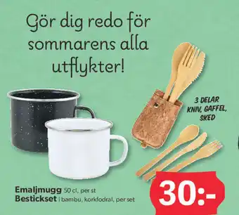 Emaljmugg/ Bestickset