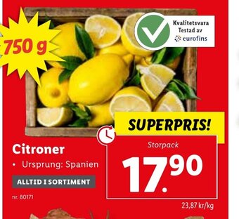 Lidl Citroner erbjuda