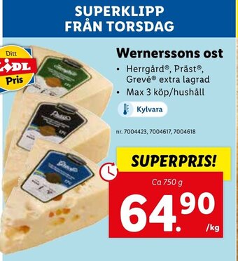 Lidl Wernerssons ost erbjuda