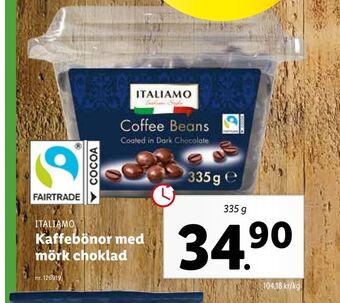 Lidl Kaffebönor med mörk choklad erbjuda