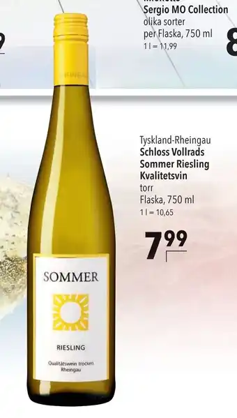 Citti Schloss Vollrads Sommer Riesling Kvalitetsvin erbjuda