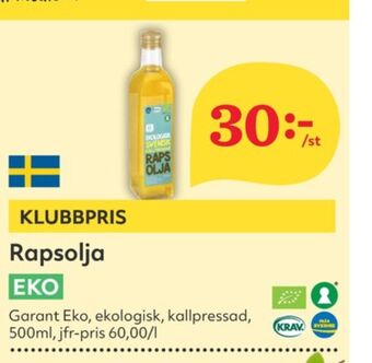 Hemköp Garant rapsolja erbjuda