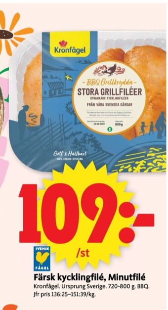 ICA Supermarket Kronfågel kycklingfilé erbjuda