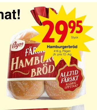 Matöppet Hamburgerbröd erbjuda