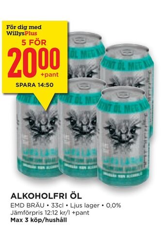 Willys Hemma Alkoholfri öl erbjuda