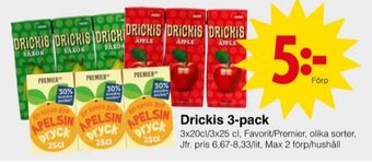 Matöppet Premier fruktdryck erbjuda