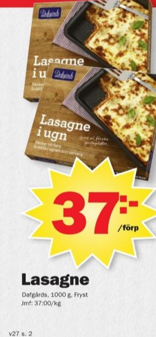 Pekås Dafgårds lasagne erbjuda