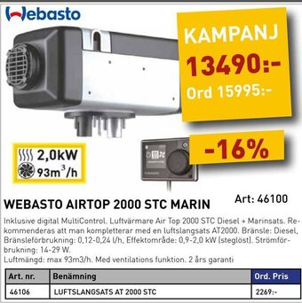 SeaSea Webasto airtop 2000 stc marin erbjuda