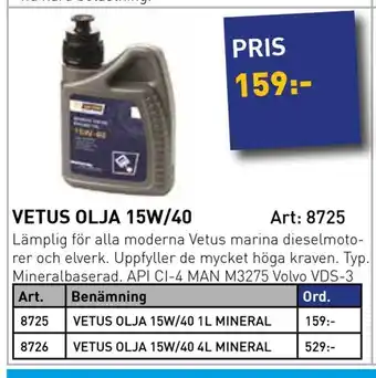 SeaSea Vetus olja 15w/40 erbjuda