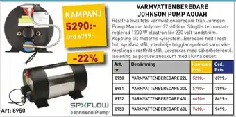 SeaSea Varmvattenberedare johnson pump aquah erbjuda