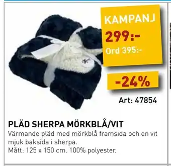 Pläd sherpa mörkblå/vit