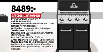 Bauhaus Gasolgrill Baron 420 erbjuda