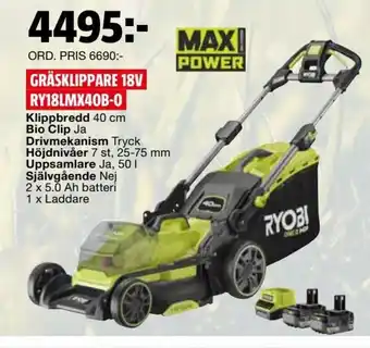 Bauhaus Gräsklippare 18V RY18LMX40B-0 erbjuda