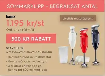 Electrolux Home Stavmixer 493495/493520/493530 bamix erbjuda