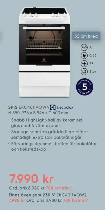 Electrolux Home Spis EKC4011AOW4 erbjuda