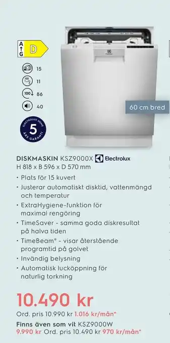 Electrolux Home Diskmaskin KSZ9000X erbjuda
