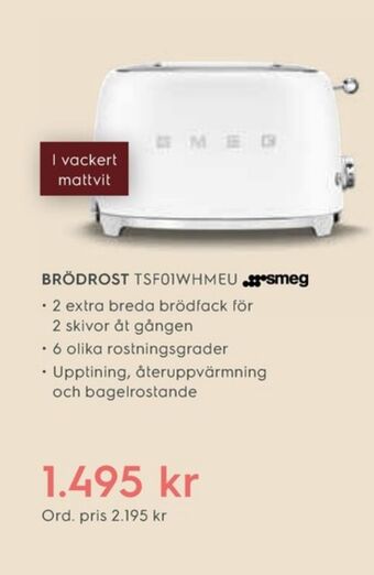 Electrolux Home Smeg brödrost erbjuda