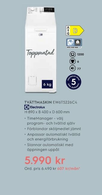 Electrolux Home Electrolux tvättmaskin erbjuda