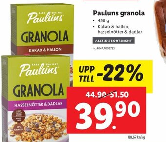 Lidl Pauluns Granola erbjuda