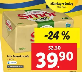 Lidl Smör Arla Svenskt erbjuda