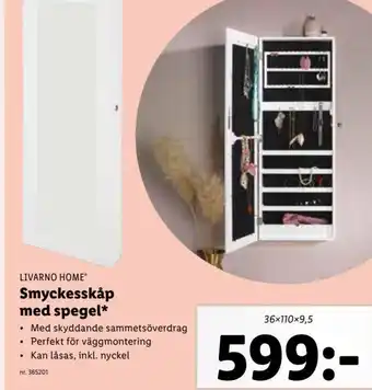 Smyckesskåp med spegel