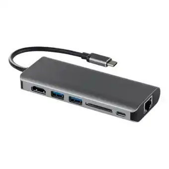 Deltaco usb-c dockningsstation med hdmi, rj45, 2xusb a, usb-c pd svart