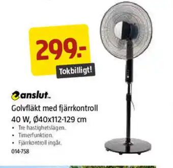 Jula Golvfläkt Med Fjärrkontroll 40 W, Ø40x112-129 cm erbjuda