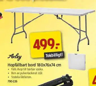 Jula Hopfällbart Bord 180 x 76 x 74 xm erbjuda
