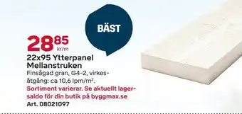 Byggmax 22x95 Ytterpanel Mellanstruken erbjuda