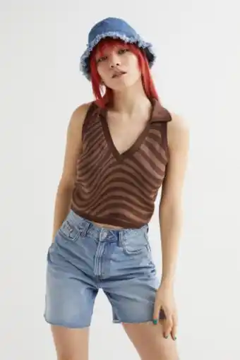 H&M Stickad väst med krage erbjuda