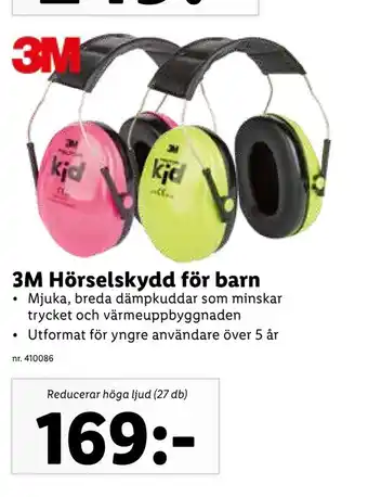 Lidl 3M Hörselskydd för barn erbjuda