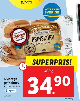Lidl Rybergs prinskorv erbjuda