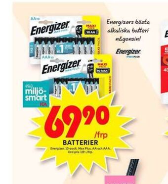 ICA Maxi Energizer batterier erbjuda