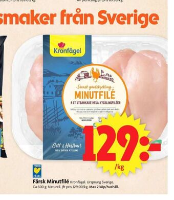 ICA Supermarket Kronfågel kycklingfilé erbjuda