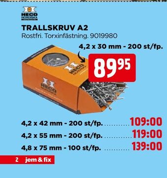 Jem&Fix Trallskruv a2 erbjuda