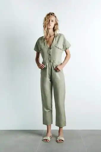 ZARA Long linen blend jumpsuit erbjuda