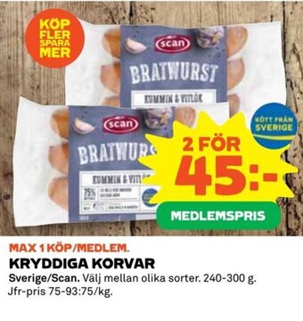 Coop Kryddiga Korvar erbjuda