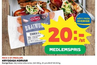 Coop Kryddiga korvar erbjuda