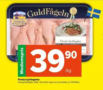 Färska kycklingdelar