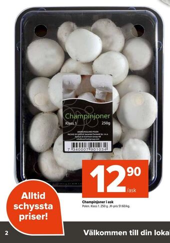 Coop Extra Champinjoner i ask erbjuda