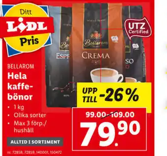Lidl Bellarom Hela Kaffe-Bönor erbjuda