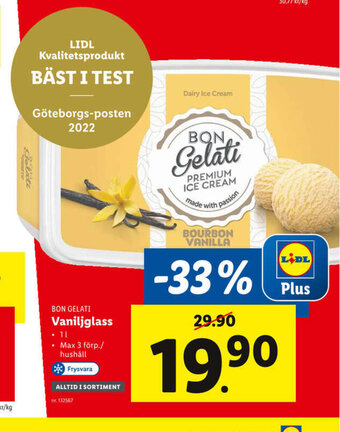 Lidl Bon Gelati Vaniljglass erbjuda