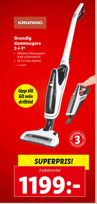 Lidl Grundig Dammsugare 2-i-1 erbjuda