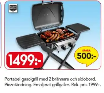 Portabel gasolgrill med 2 brännare